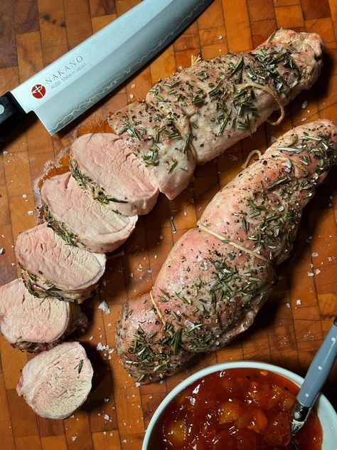 1290. Rosemary Roasted Pork Tenderloins �– Store Bought Is Fine Pork Tenderloin With Rosemary, Ina Garden Pork Tenderloin, Ina Garten Pork Tenderloin Recipe, Pork Tenderloin Rosemary, Herb Crusted Pork Tenderloin, Herb Roasted Pork Tenderloin, Rosemary Pork Tenderloin, Roasted Pork Tenderloin Recipes, Pork Tenderloin Medallions