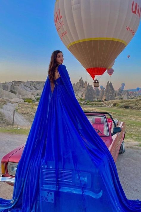 Blue flying dress, long flowing dress flyingdresssantorini Santorini Flying Dress, Photoshoot Gown, Infinity Gown, Blue Flowy Dress, Dress For Photoshoot, Flying Dress, Dress Royal Blue, Dress Royal, Royal Blue Dress