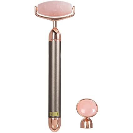 2 in 1 Vibrating Skin Care Tool, Rose Quartz Electric Face Roller, Rose Quartz Face Roller, Quartz Face Roller, Rose Quartz Roller, Manual Massage Tools, Quartz Roller, Facial Routines, Face Roller, Anti Aging Facial