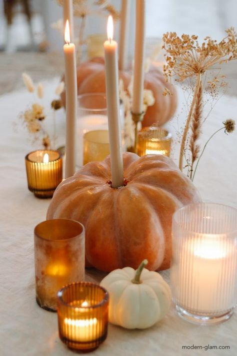 Oct 10, 2021 - These DIY Pumpkin Candle Holders are made with heirloom pumpkins and they make a beautiful centerpiece for your fall table. Diy Pumpkin Candle, Friendsgiving Dinner Party, Herbst Bucket List, Pumpkin Candle Holder, Table Halloween, Pumpkin Craft, Fall Brunch, Fall Dinner Party, Fall Thanksgiving Decor