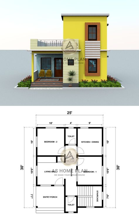 25x30 house plan design with 2 bedrooms II 25×30 house plan 25x30 House Plans 2 Bedroom, 25×30 House Plan, 25x30 House Plans, Small Two Story House Design, 20×30 House Plan, Banglow Design, Second Floor House Design, 30x50 House Plans, 20x30 House Plans