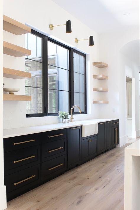 Our New Modern Kitchen: The Big Reveal! - The House of Silver Lining White Oak Kitchen, Simple Person, Oak Kitchen, Black Cabinets, Kitchen Trends, Trendy Kitchen, Minimalist Kitchen, Black Kitchens, Counter Tops