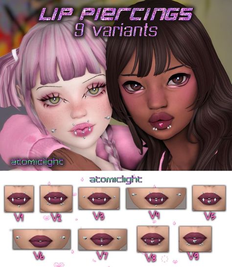 Los Sims 4 Mods, Sims 4 Piercings, Lip Piercings, Sims 4 Anime, Sims 4 Cas Mods, The Sims 4 Packs, Sims 4 Body Mods, Sims 4 Cc Makeup, Tumblr Sims 4