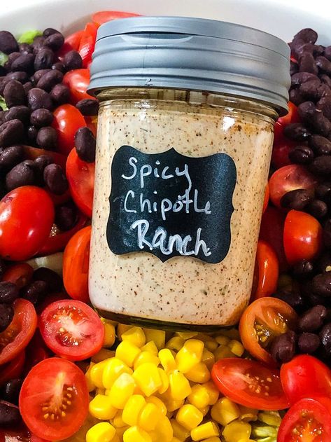 Spice up a bottle of store bought ranch dressing with some chipotle seasoning to make this scrumptious Spicy Chipotle Ranch Dressing. Spicy Ranch Dressing Easy, Chipotle Wrap, Chipotle Ranch Dressing Recipe, Spicy Ranch Dressing, Spicy Ranch, Chipotle Ranch Dressing, Chicken Flautas, Chipotle Seasoning, Homemade Seasoning