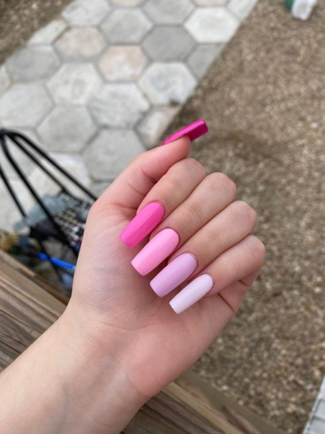 Shades of pink Acrylic Nails Shades Of Pink, Different Pink Shades Nails, 5 Shades Of Pink Nails, Pink Shades Nails, Pink Monochrome Nails, Different Shades Of Pink Nails, Shades Of Pink Nails, Monochrome Nails, Nail Board