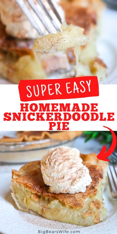 Snickerdoodle Cookie Mix Ideas, Snickerdoodle Cookie Pie, Snickerdoodle Pie Crust, Pie Social Ideas, Snickerdoodle Dessert Recipes, Snickerdoodle Pie Recipe, Snickerdoodle Cookie Cake Recipe, Pies Recipes Easy, Betty Crocker Snickerdoodle Cookie Mix Recipes