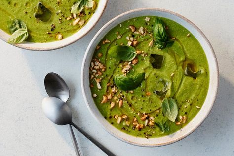 Chilled Zucchini Soup With Lemon and Basil Recipe - NYT Cooking Soup With Lemon, Crispy Kale, Cucumber Avocado Salad, Summer Zucchini, Chilled Soup, Zucchini Soup, Basil Recipes, Tomato Gravy, Zucchini Salad