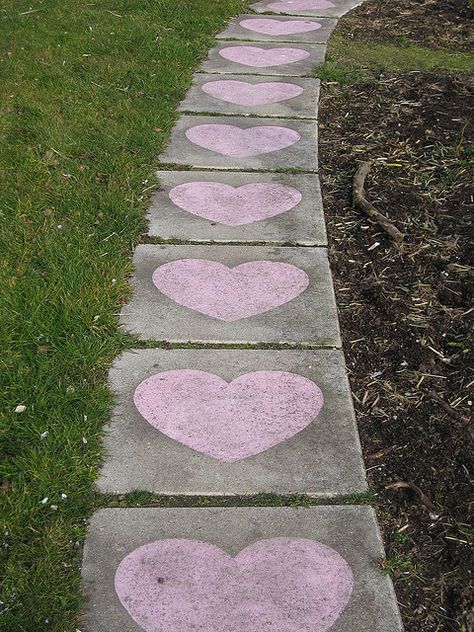 Sidewalk Chalk. I'm so going to do this up my driveway for when the kids get home off of the bus!! Lovecore Aesthetic, Heart Day, I Love Heart, Sidewalk Chalk, My Funny Valentine, Kwanzaa, Romantic Valentine, Pink Hearts, Valentin Nap