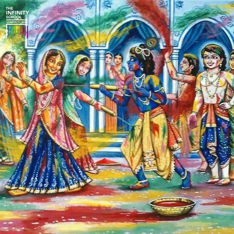 Why Is Holi Celebrated? — Teaching Kids All About The Festival Of Colours | by The Infinity School | Medium Holi Painting, Holi Drawing, Krishna Holi, Happy Holi Images, Radha Krishna Holi, Holi Images, Hinduism Art, Madhubani Art, Holi Festival