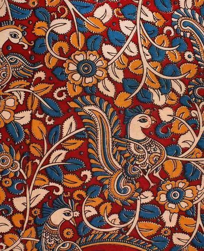 Kalamkari Fabric, Kalamkari Print, Kalamkari Designs, Kalamkari Painting, Pichwai Paintings, Screen Printed Fabric, Printed Dupatta, Indian Prints, Indian Folk Art