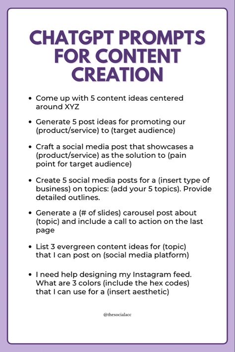 This pin is about chat gpt prompts for content creation Content Creation Aesthetic, Digital Marketing Logo, Work Hacks, Social Media Marketing Planner, Social Media Content Planner, Startup Business Plan, Social Media Marketing Instagram, Marketing Planner, Social Media Marketing Plan