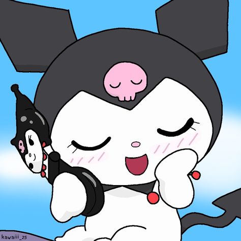 Kuromi calling Onegai My Melody, Cute Twitter Headers, Cute Lockscreens, Kitty Images, My Melody Kuromi, Animation Art Sketches, Hello Kitty Characters, Hello Kit, Hello Kitty Art