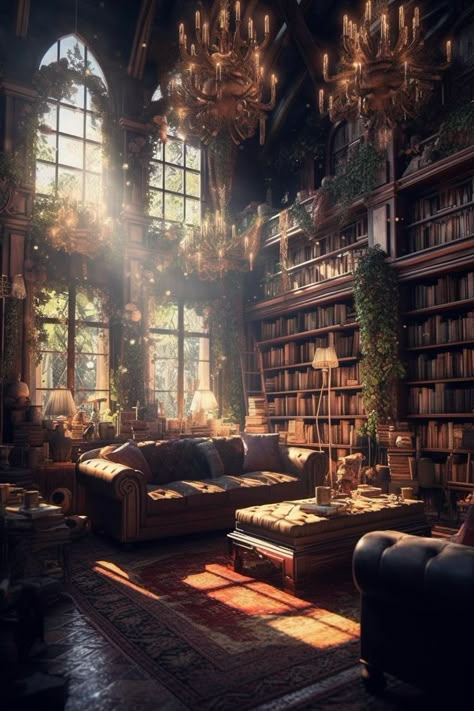 The ballad of never after Magic Village Aesthetic, Fantasy House Aesthetic, Fancy Library Aesthetic, Fantasy Mansion Interior, Fantasy Mansion Art, Traditional Study Room, Library Wall Ideas, Fancy Library, Fantasy Mansion