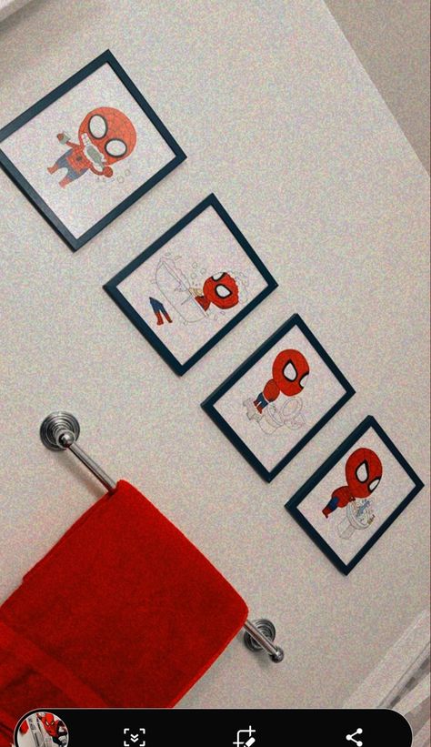 Boys Bathroom Ideas Toddler, Spiderman Toddler Room, Man Bathroom Ideas, Man Bathroom Decor, Spiderman Bathroom, Men Room Decor Ideas, Bathroom Ideas For Kids, Spiderman Room Decor