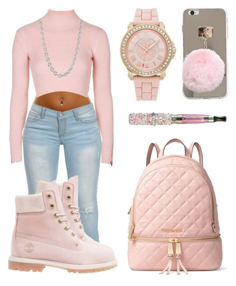 "I'll make you fall in love w it .. " by jayleewarren ❤ liked on Polyvore featuring Topshop, Timberland, Juicy Couture, MICHAEL Michael Kors and John Hardy Timberland Outfits Women, Swagger Outfits, Pink Timberland Boots, Shop Outfits, Timberland Boots Outfit, Timberland Outfits, Cozy Winter Outfits, Swag Outfits For Girls, Spring Fashion Outfits