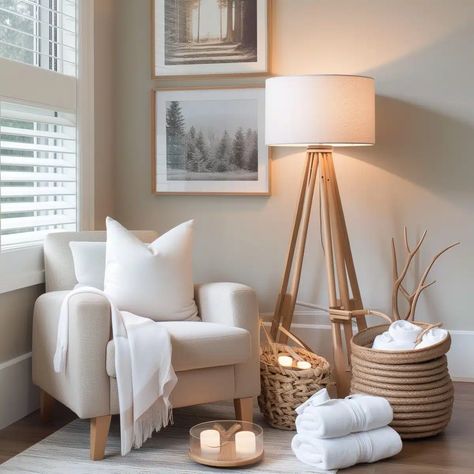 10 Guest Bedroom Ideas That'll Earn You Rave Reviews - HearthandPetals Corner Inspiration, Relaxing Corner, Relaxing Home Decor, Guest Bedroom Ideas, Corner Mirror, Corner Ideas, Small Spa, Versatile Furniture, Spa Inspiration