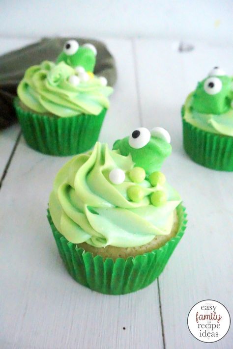 Princess Tiana Cupcakes Perfect for a Disney Party, These Princess Tiana Cupcakes are perfect for a Disney themed party or just a simple movie night at home. Adorable and fun, these are a delicious treat! You can make cute Frog Cupcakes for a spring theme too, Princess and the Frog Cupcakes are adorable Frog Dessert Ideas, Frog Cupcakes Ideas, Tiana Cupcakes, Pond Cupcakes, Frog Desserts, Princess And The Frog Cupcakes, Disney Food Recipes Movies, Frog Dessert, Disney Food Recipes