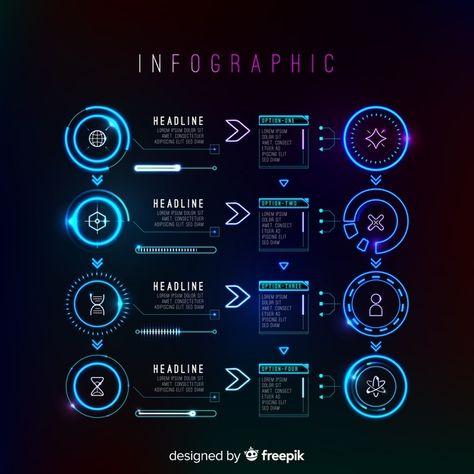 Collection of futuristic infographic ele... | Free Vector #Freepik #freevector #infographic Futuristic Infographic, Dashboard Examples, Web Design Websites, Icon Set Design, Infographic Elements, Sci Fi Design, Presentation Design Template, Graphic Design Resume, Information Design