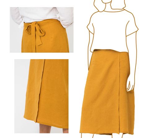 Free PDF Sewing Pattern: Simple style wrap skirt with a straight silhouette and elegant midi length. Tailored with back darts for a flattering fit, and featuring waist ties for a customizable look. Create your own timeless and versatile skirt with this free sewing pattern. #DIY #SewingPatterns #FreePDF #WrapSkirt #MidiSkirt Wrap Tie Skirt Pattern, Easy Diy Skirts For Women, Midi Wrap Skirt Pattern, Simple Wrap Skirt Pattern, A Line Wrap Skirt Pattern, Skirt Pattern Free Sewing, Wrap Skirt Pattern Free, Free Wrap Skirt Pattern, Midi Skirt Tutorial