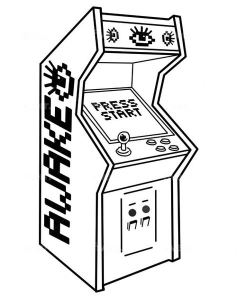 Arcade Game Drawing, Arcade Machine Drawing, Arcade Tattoo, Arcade Party, Game Booth, Tattoo Design Ideas, Next Tattoo, Custom Tattoo Design, Professional Tattoo