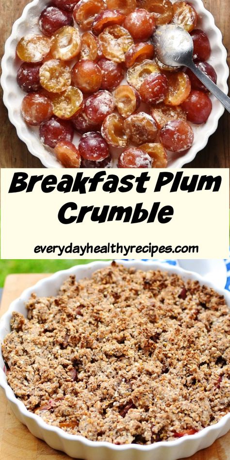 Plum Recipes Healthy, Dairy Free Breakfast Ideas, Vegan Crumble, Plum Crumble, Plum Recipes, Oat Crumble, Dairy Free Breakfasts, Crumble Recipe, Fruity Desserts