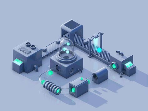 Happiness Factory by Yulia Yu Isometric Animation, 3d Motion Design, 3d Motion Graphics, Machine 3d, 3d Isometric, Motion Design Video, Isometric Art, Isometric Design, Isometric Illustration