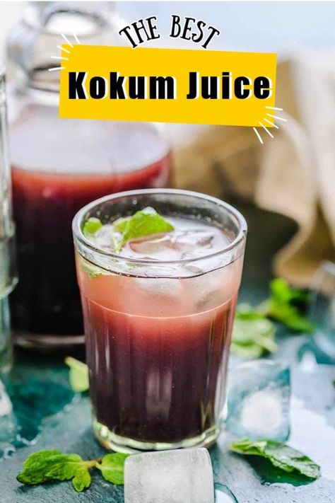 Kokum Juice (Kokum Sharbat) is a Konkani beverage made using dried kokum. It is a perfect drink to sip on hot summer days. Indian Drinks, Summer Coolers, Freezer Friendly, Slushies, Okra, Soft Drinks, Mocktails, Summer Drinks, Paneer