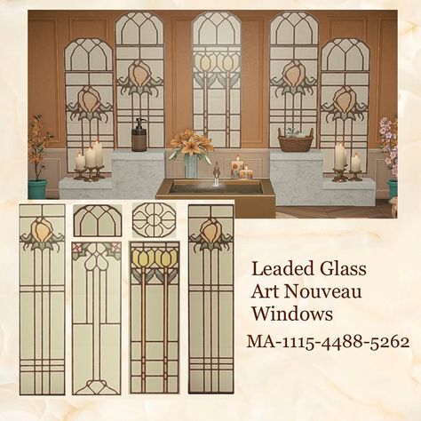 🙋🏻‍♀️ miss Michal (aka MicPic) on Instagram: “Art-Nouveau era stained leaded glass windows MA-1115-4488-5262 I can’t stop making windows, please send help 🫠🫠🫠🫠🫠 But seriously, these…” Acnh Wallpaper Designs, Animal Crossing Guide, Qr Codes Animal Crossing, Send Help, New Animal Crossing, Animal Crossing Game, Animal Crossing Qr, Designs Patterns, Leaded Glass