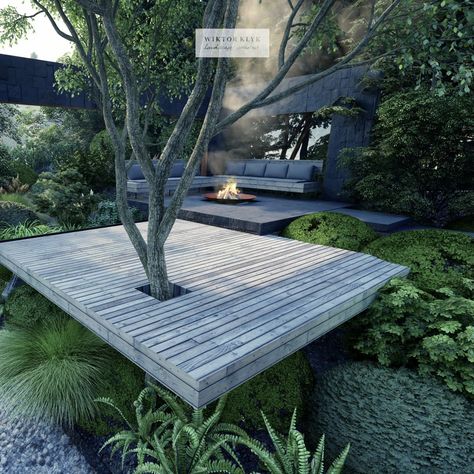 The height difference in the garden is always a difficult challenge. The way to work out different heights is simple. Build terraces on different levels. See more about garden in Sofia in the portfolio of the garden designer - Wiktor Kłyk.  #slope #slopegarden #gardenideas #architecture #presentation #moderngarden #zengarden #zen #japanese garden #wiktorklyk #contemporarygarden #gardendesigner #landscapedesigner #topgardendesigners #garden #ogród #garten #yoga #yogagarden Japanese Garden Backyard, Yoga Garden, Japanese Garden Landscape, Zen Garden Design, Wooden Deck, Japanese Garden Design, Sloped Garden, Top Architects, Have Inspiration