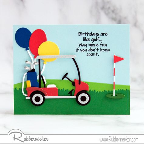 Diy Birthday Cards, Golf Birthday Cards, Rubber Stamping Techniques, March Themes, Golf Cards, Mens Cards, Golf Theme, Golf Birthday, Masculine Birthday Cards