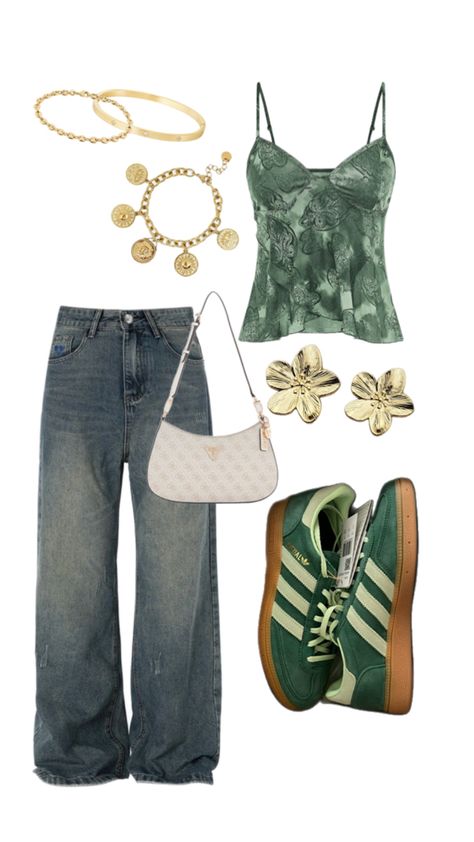 Concert Outfit Tyler The Creator, Tyler The Creator Concert Outfit Ideas Women, Brat Green Outfit, Tyler The Creator Outfits Concert Chromakopia, Tyler The Creator Outfits Concert, Chromakopia Outfit Inspired, Tyler The Creator Concert Outfit Ideas, Dark Green Outfits For Women, Chromakopia Outfit