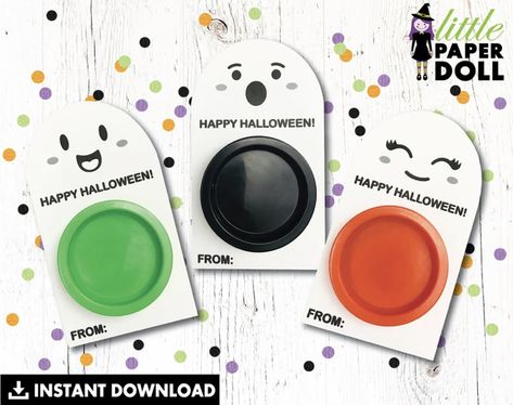 Halloween Playdough Gift Ideas, Halloween Playdough Favors, Halloween Play Doh Printable, Halloween Play Doh Kit, Halloween Play Doh Mats, Play Doh Party, Playdough Party, Halloween Favor, Ghost Party