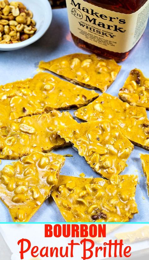 Bourbon Peanut Brittle Cashew Brittle, Southern Caramel Cake, Spicy Southern Kitchen, Christmas Candy Easy, Peanut Brittle Recipe, Brittle Recipes, Southern Kitchen, Peanut Butter Desserts, Peanut Brittle