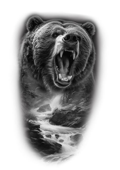 Protective Bear Tattoo, Grizzly Bear Tattoos, Bear Paw Tattoos, Beer Tattoos, Bear Tattoo Designs, Animal Sleeve Tattoo, Native Tattoos, Skull Sleeve Tattoos, Bear Tattoos