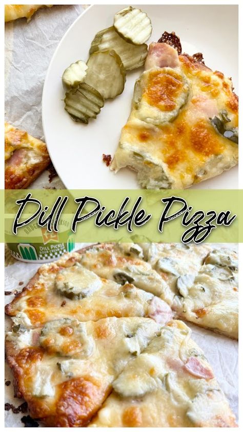 Dill Pickle Pizza Cream Cheese Pickles, Dill Pickle Pizza, Pizza Tart, Iowa Food, Pickle Wraps, Pickle Pizza, Pizza Ranch, Cheese Pickles, Cream Cheese Roll Up