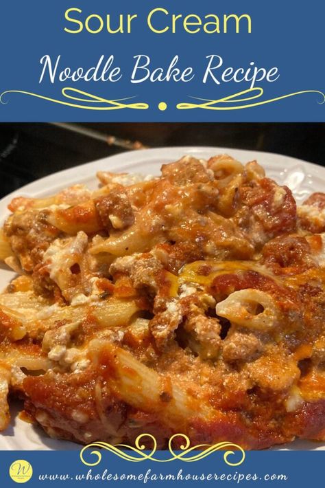 Sour Cream Noodle Bake, Noodle Bake, Hotdish Recipes, Hamburger Dishes, Hamburger Recipes, Gooey Cheese, Taste Made, Noodle Dishes, Cheese Recipes