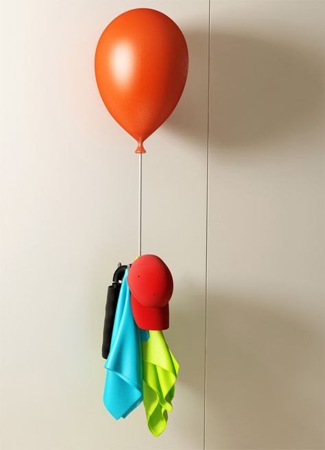 HOOK THAT LOOKS LIKE ITS HANGING FROM A BALLOON-TOO CUTE! Fun Furniture Design, Ideas For Staircase, Furniture Mods, Bird Furniture, Staircase Decoration, Hipster Kid, Modern Wall Hooks, Origami Fish, Creative Clothes