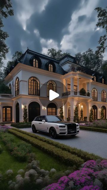 Modern French Mansion, Fancy Mansion, French Chateau Style Homes, Modern Family Room Design, Neoclassical Home, Ashley Stark, French Mansion, Living Your Dream, Modern Family Rooms