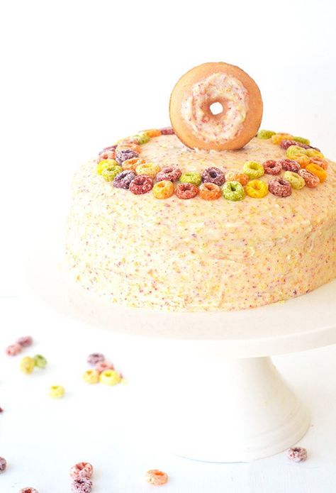 Fruit Loop Layer Cake Cereal Cake, Fruit Loops Cereal, Cereal Milk, Milk Cake, Baking Goods, Birthday Week, Fruit Loops, Best Cake Recipes, Best Cake