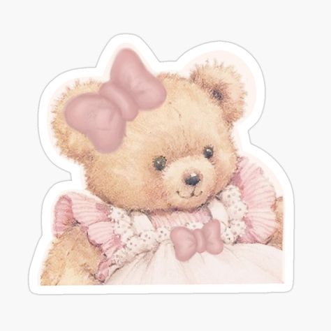 Get my art printed on awesome products. Support me at Redbubble #RBandME: https://www.redbubble.com/i/sticker/Coquette-Bear-with-Bows-by-prettiness-at/157491049.EJUG5?asc=u Couqutte Stickers Png, Coquette Stickers Png Transparent, Cute Coquette Stickers, Coquette Stickers Printable Pink, Coquette Stickers Png, Sticker Cutouts, Cute Pink Stickers, Digital Scrapbook Stickers, Bears Stickers