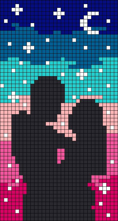 Pixel Art For Couples, Romantic Pixel Art, Couple Pixel Art, Couple Alpha Pattern, Love Alpha Pattern, Pixel Art Love, Sun And Moon Alpha Pattern, Couples Silhouette, Kiss Alpha Pattern