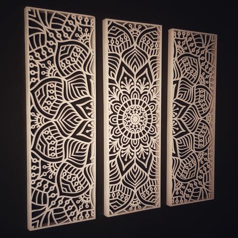 Wall Decorative Panels, Lasercut Design Metal, Wooden Panel Design, Metal Sheet Design, Jaali Design, Large Scale Artwork, Laser Cut Screens, Mandala Wall Decor, Laser Cut Panels