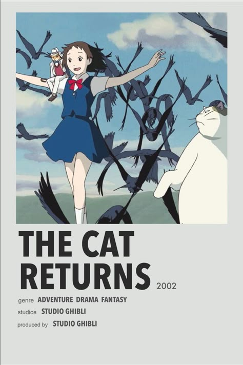 The Cat Returns minimal anime poster Studio Ghibli Poster, Dik Dik, The Cat Returns, Japanese Animated Movies, Movie Card, Film Posters Minimalist, Ghibli Artwork, Poster Anime, Film Anime