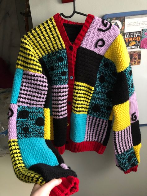 This custom order is probably my favorite so far :) Hari Stayls, Patchwork Crochet Cardigan, Crochet Patchwork Sweater, Crochet Patchwork Cardigan, Crochet Cardigan Pattern Free Women, Anime Crochet, Free Crochet Sweater, Crochet Cardigan Free, Crochet Sweater Pattern