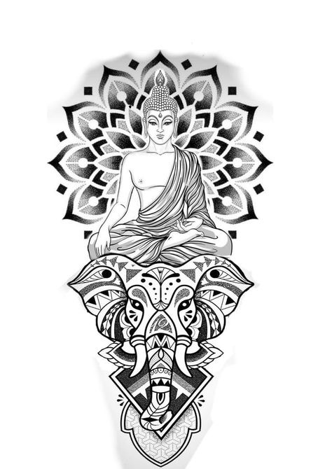 Buddha Tattoo Design Ideas, Buddha Mandala Tattoo, Buddha Mandala Art, Buda Tattoo, Geometric Tattoo Leg, Compass And Map Tattoo, Buddha Mandala, Abstract Art Tattoo, Geometric Mandala Tattoo