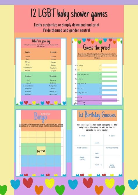 LGBT Baby Shower Games Bundle  Lesbian Baby Shower Template - Etsy Lesbian Baby Shower Ideas, Wedding Shower Themes, Gay Dads, Baby Shower Templates, Wedding Shower Games, Games Printable, Printable Baby Shower Games, Baby Life, Bridal Shower Games