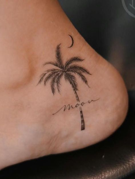 Palm Tree And Shell Tattoo, Palm Tree Tattoo Forearm Women, Palm Tree Name Tattoo, 3 Palm Tree Tattoo, Palm Tree Tattoos For Women On Arm, Beach Tatoos Ideas, Palmetto Tree Tattoo, Palm Trees Tattoo Design, Unique Pretty Tattoos Beautiful