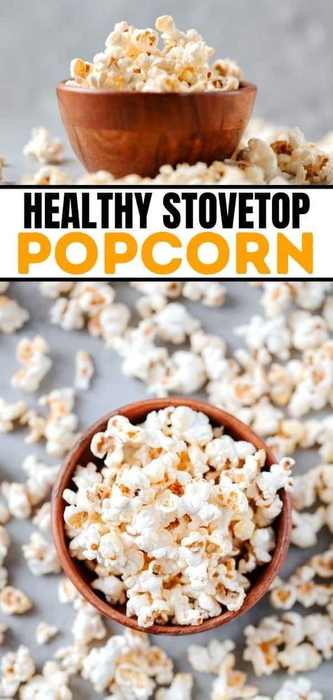 Healthy Popcorn Toppings, Healthy Popcorn Recipes, Stovetop Popcorn Recipes, Homemade Popcorn Recipes, Popcorn Toppings, Easy Healthy Snack, Stovetop Popcorn, Healthy Popcorn, Homemade Popcorn