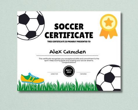 Editable Soccer Award Certificates, Award Ceremony Certificates, Printable Soccer Awards, Soccer Participation Award, Sports Certificate by PixelAndPaperInk on Etsy Sports Certificate, Participation Award, Soccer Awards, Football Awards, Award Certificates, Award Ceremony, Awards Trophy, Certificate Of Completion, Kids Soccer