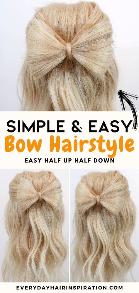 Easy Dance Hairstyles For Short Hair, Grandma Hairstyles For Kids, Bow Hairstyle For Medium Hair, Simple Easy Wedding Hairstyles, Simple Cool Hairstyles, Bow Hairstyle By Hair Pattern, Easy Hair Styles For Short Hair For Kids, Hair Into A Bow, Half Up Heart Hairstyle